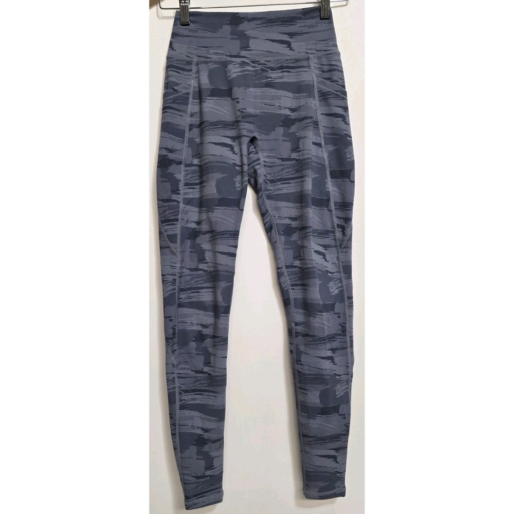 Alphalete Leggings Womens Camo‎ Gray Striped Pockets Sz M Gym Active Full Length